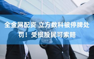 全金网配资 立方数科被停牌处罚!受损股民可索赔
