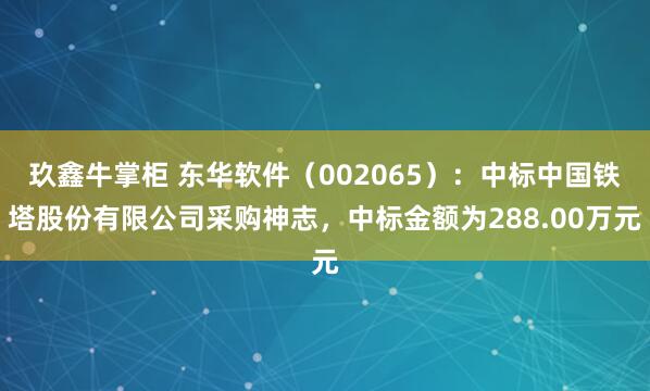 玖鑫牛掌柜 东华软件（002065）：中标中国铁塔股份有限公司采购神志，中标金额为288.00万元